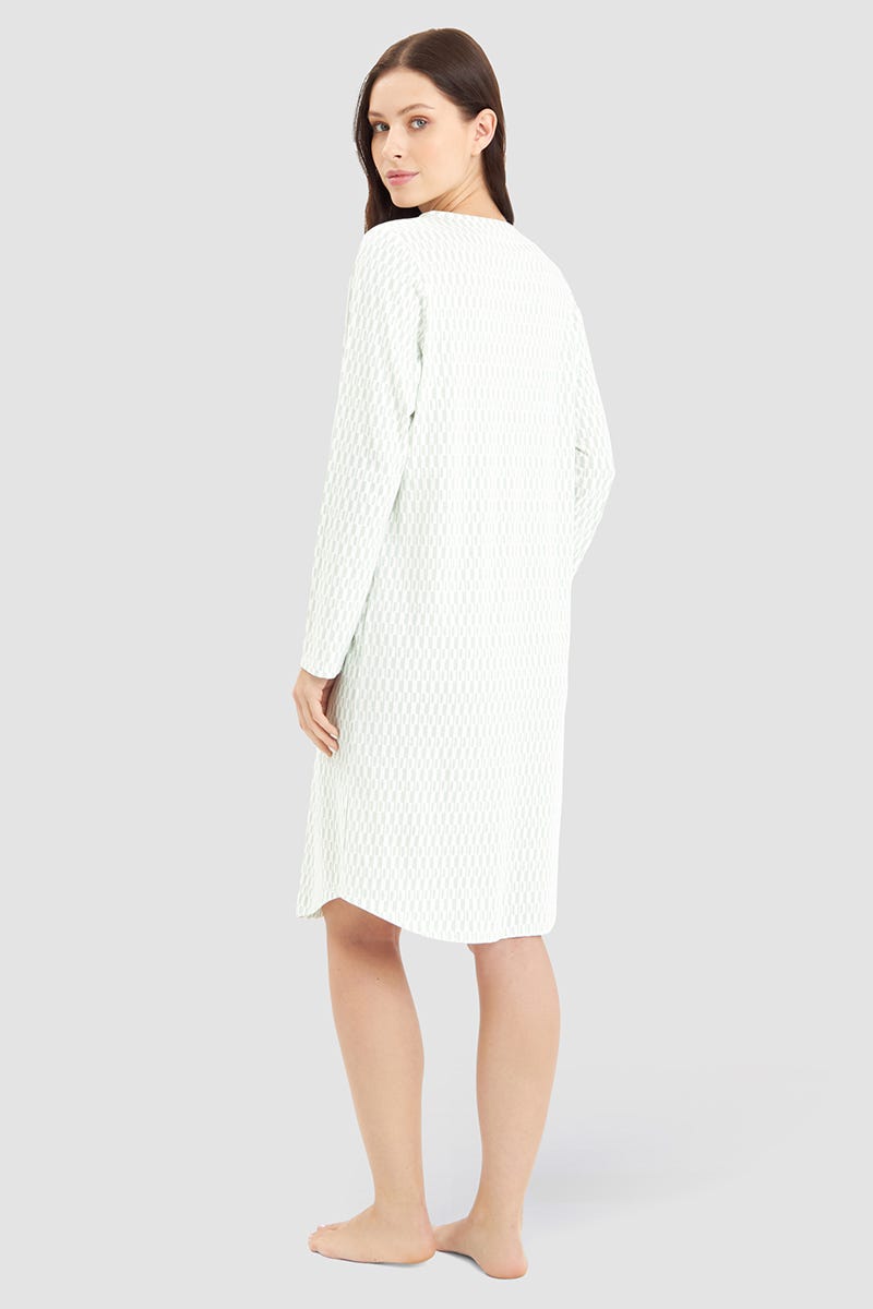 Rösch Nachthemd Im Minimalistischen Grafikdruck Mintgrün 100% Baumwolle