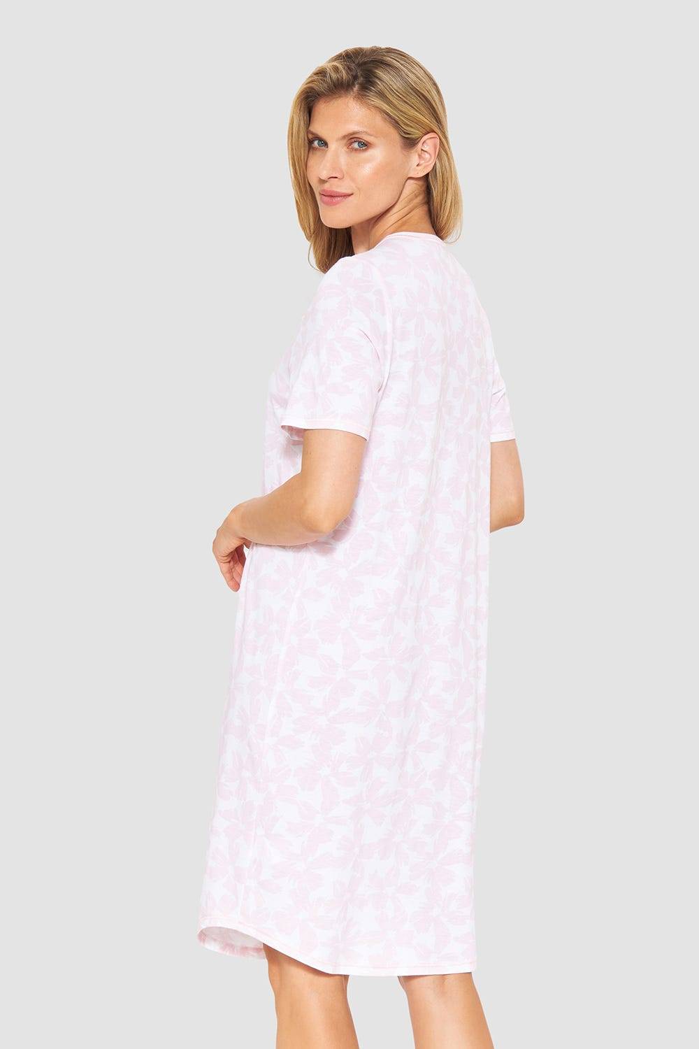 Rösch Nachthemd Im Muster-Mix Blumen Streifen Rosa 100% Baumwolle