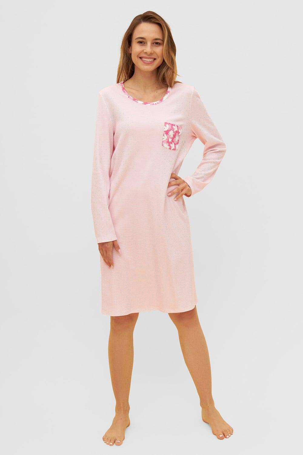 Rösch Nachthemd im Mustermix Brusttasche Winter Warm 100% Baumwolle Rösch Nachthemd im Mustermix Brusttasche Winter Warm 100% Baumwolle