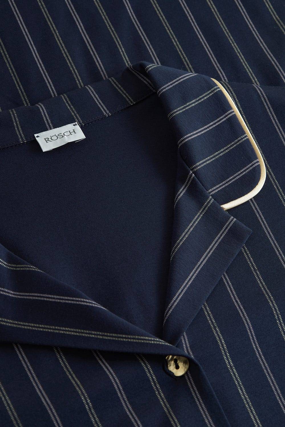 Rösch Nachthemd Im Nadelzug Dunkelblau Herrenhemdstil 100% Baumwolle