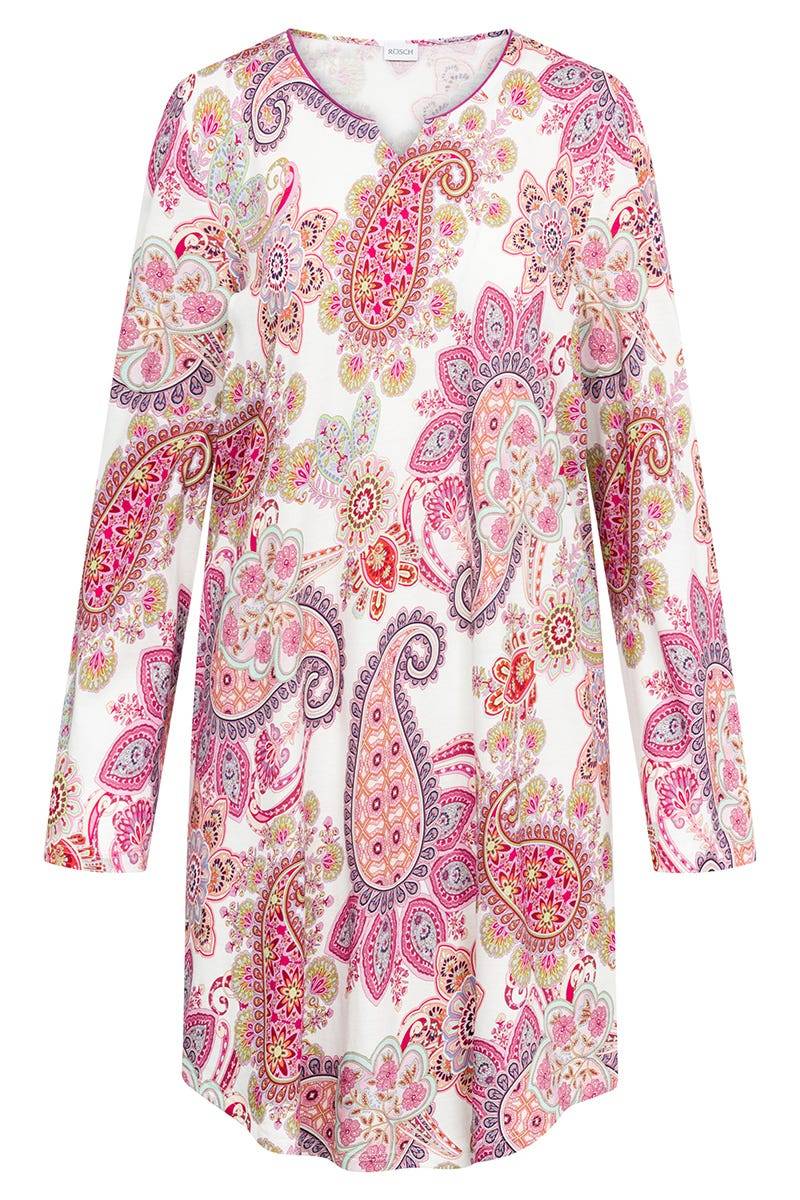 Rösch Nachthemd Im Paisley-Druck Beerenfarben Baumwolle/Modal