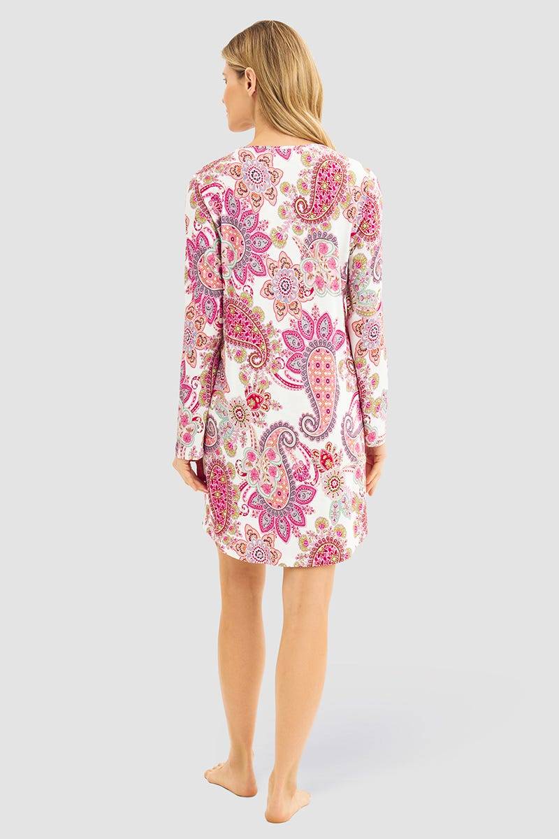 Rösch Nachthemd Im Paisley-Druck Beerenfarben Baumwolle/Modal