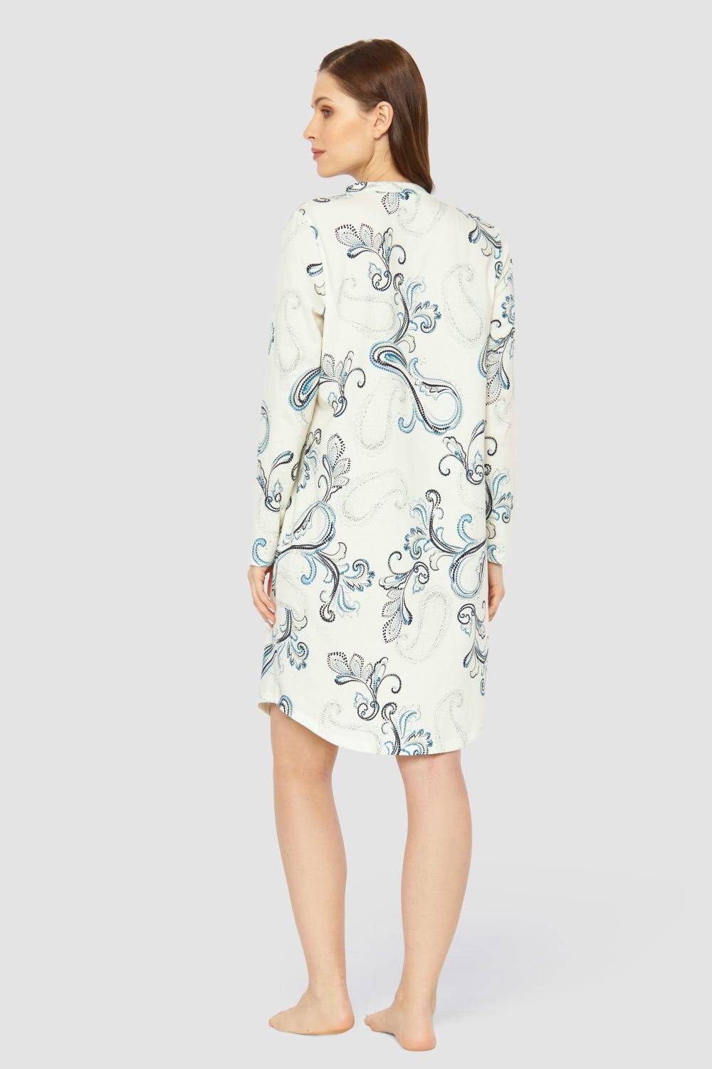 Rösch Nachthemd Im Paisleydruck Hellblau Baumwolle/Modal