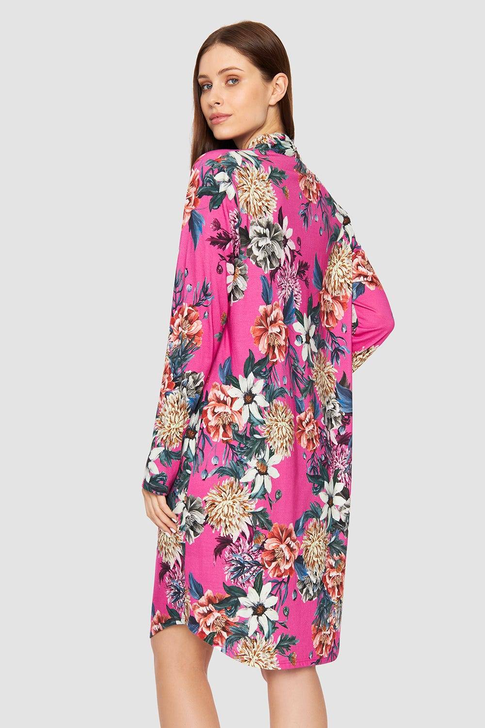 Rösch Nachthemd Im Pinken Blumendruck Baumwolle/Modal