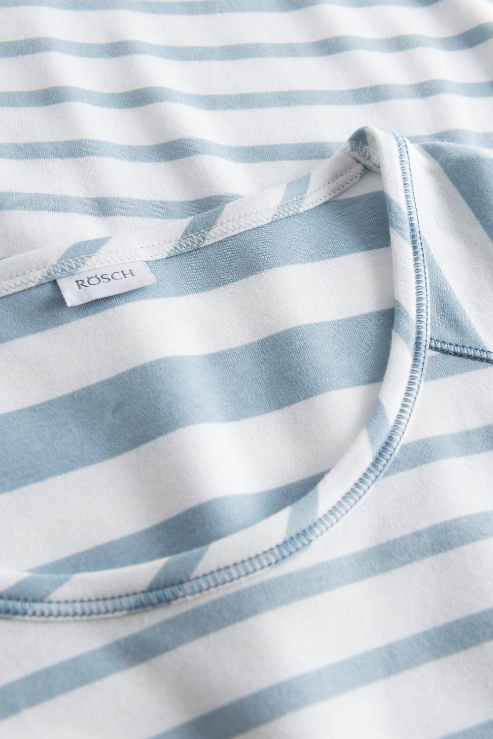 Rösch Nachthemd Im Ringel-Mustermix Angerauht Hellblau 100% Baumwolle