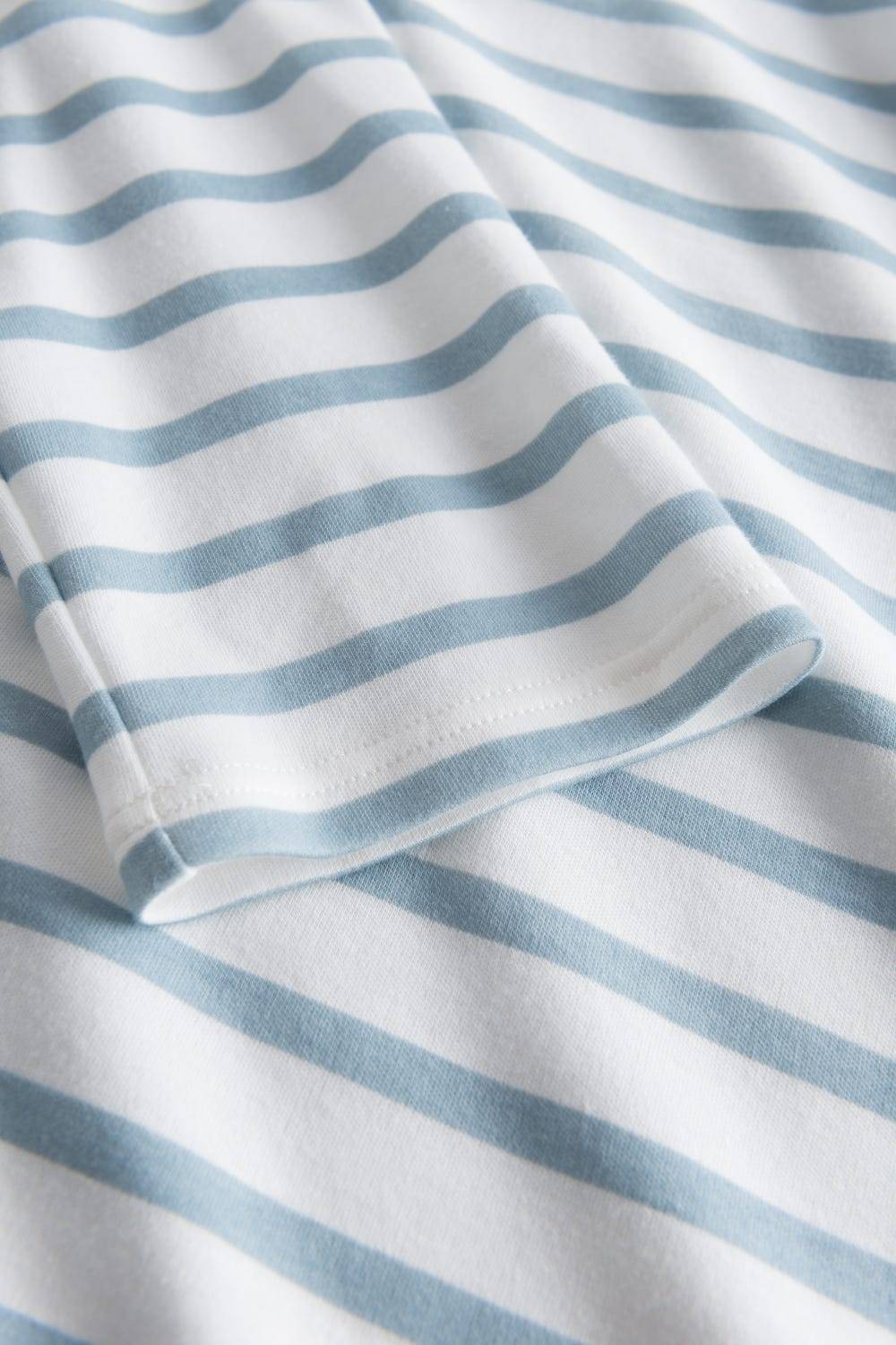 Rösch Nachthemd Im Ringel-Mustermix Angerauht Hellblau 100% Baumwolle