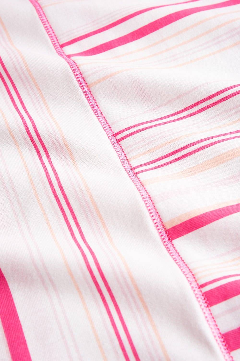 Rösch Nachthemd Im Rosa Streifendruck V-Ausschnitt Ziernähte 100% Baumwolle