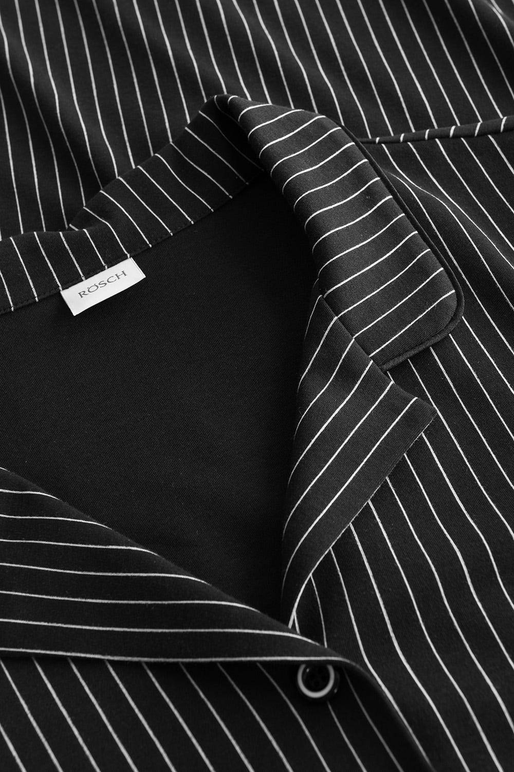 Rösch Nachthemd Im Schwarzen Streifen-Druck Spitzendetails Herrenhemd-Stil 100% Baumwolle