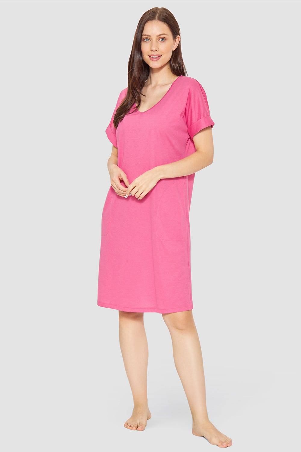 Rösch Nachthemd im sportiven Look Seitentaschen Baumwolle/Modal