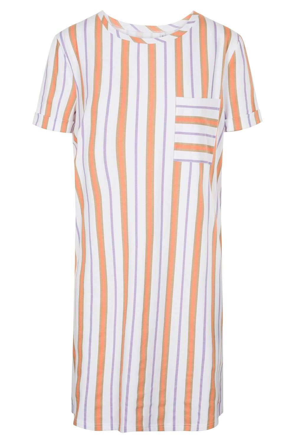 Rösch Nachthemd Im Streifen-Design Brusttasche Sommer Baumwolle/Elasthan