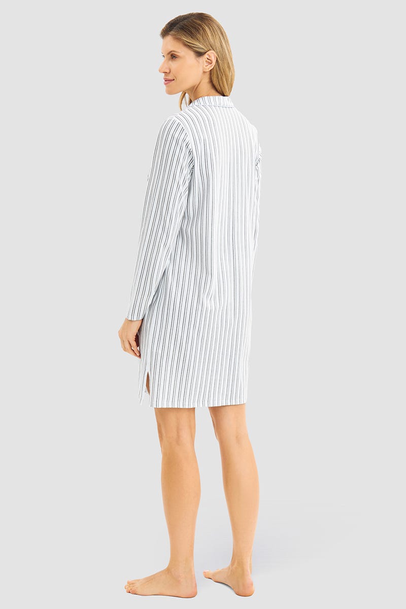 Rösch Nachthemd Im Streifendruck Herrenhemd-Stil 100% Baumwolle