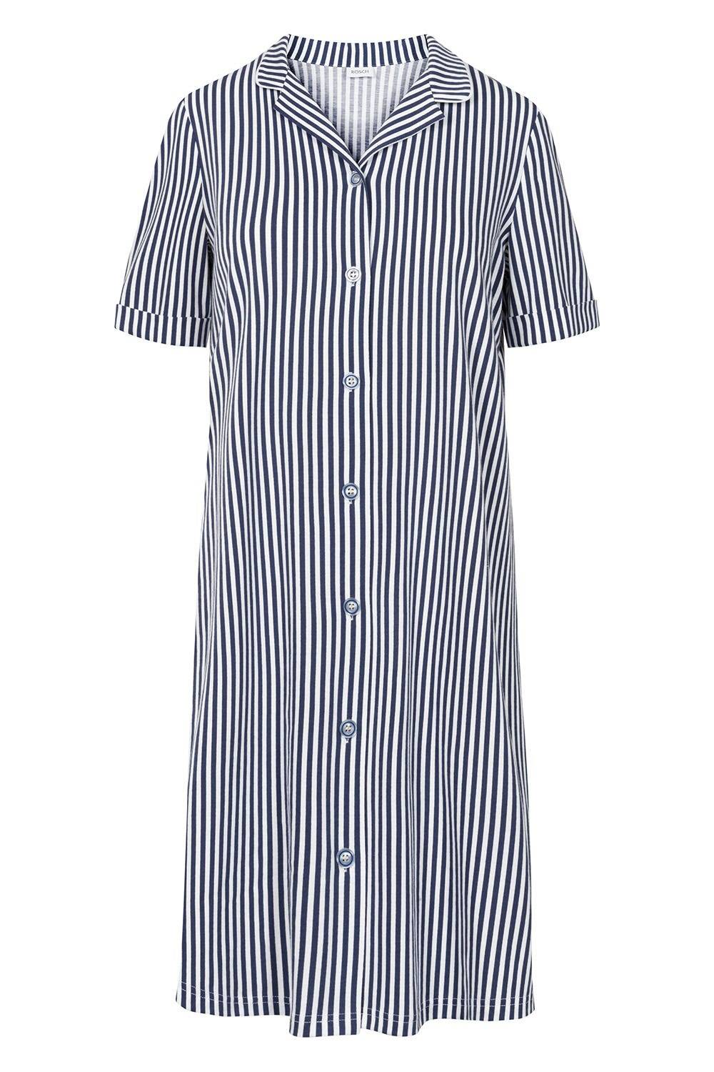 Rösch Nachthemd Im Streifendruck Herrenhemd-Stil Reverskragen Knopfleiste 100% Baumwolle