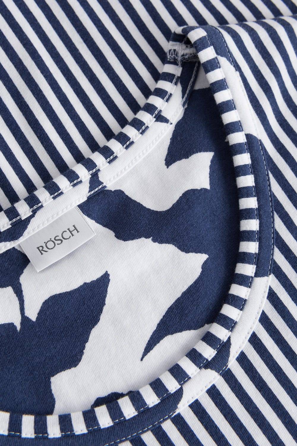 Rösch Nachthemd Im Streifendruck Muster-Mix Blumen Brusttasche 100% Baumwolle