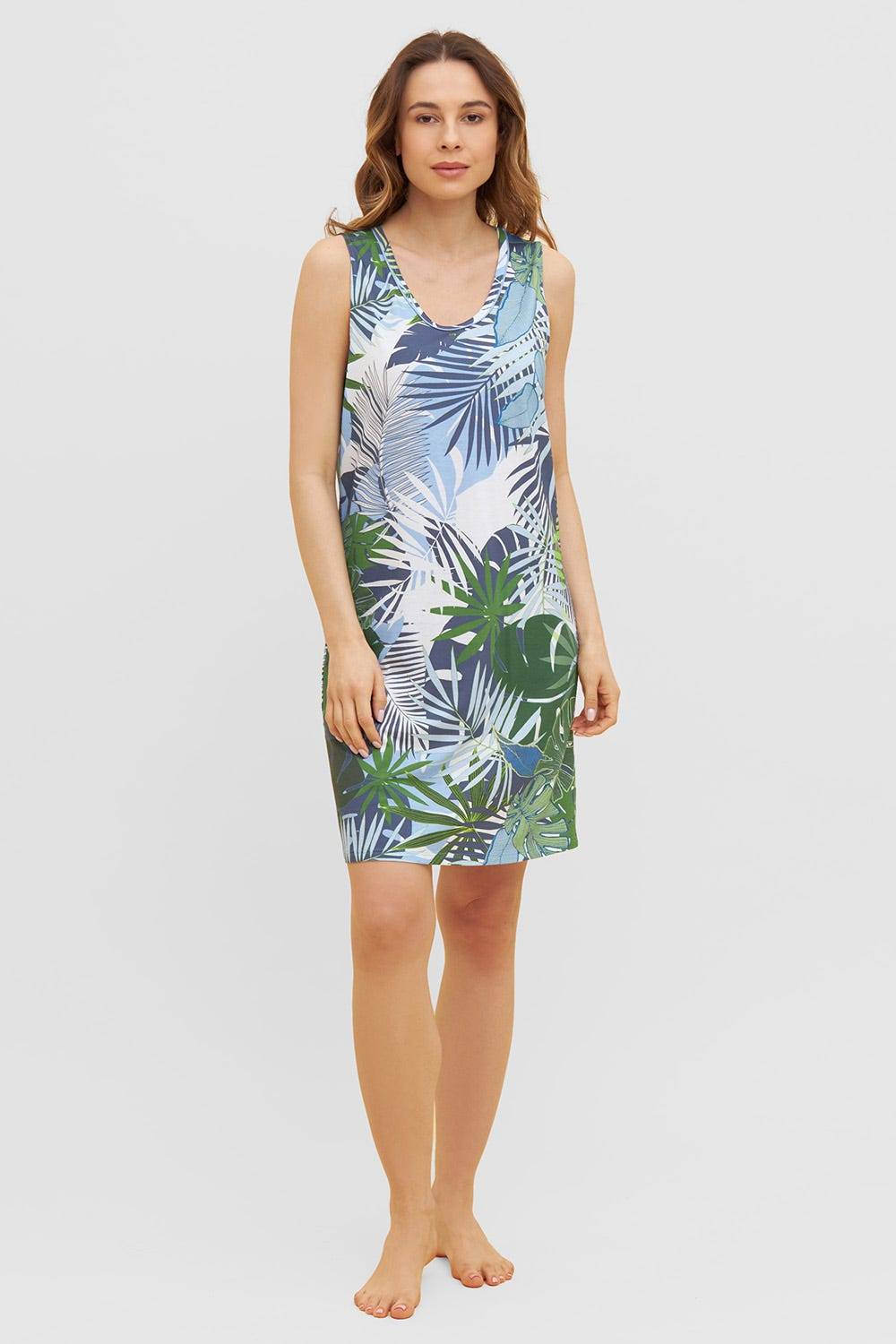 Rösch Nachthemd im tropischen Palmen-Druck Taschen Baumwolle/Modal Rösch Nachthemd im tropischen Palmen-Druck Taschen Baumwolle/Modal