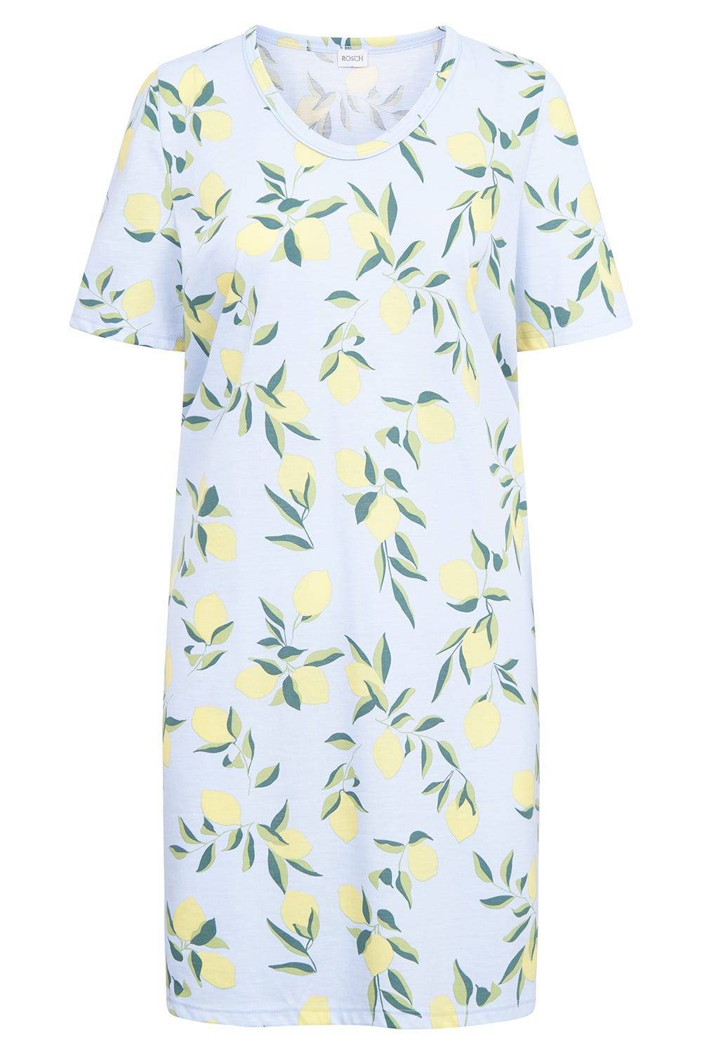 Rösch Nachthemd Im Zitronendruck Sommerlich 100% Baumwolle