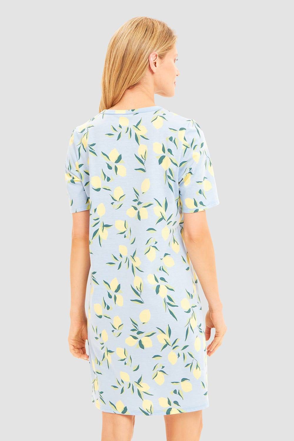 Rösch Nachthemd Im Zitronendruck Sommerlich 100% Baumwolle