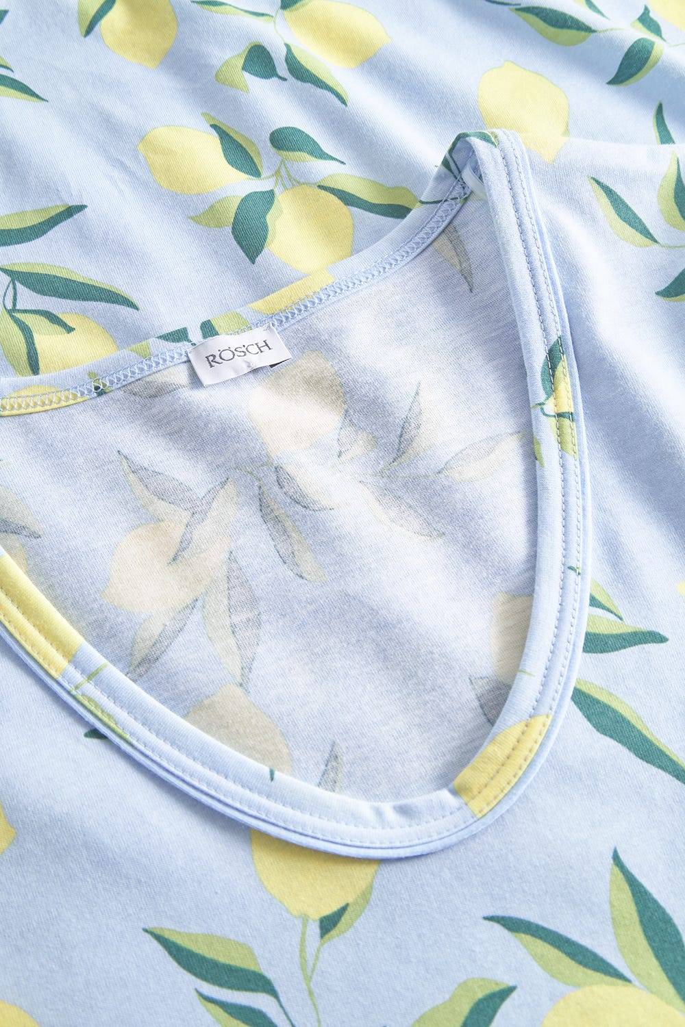 Rösch Nachthemd Im Zitronendruck Sommerlich 100% Baumwolle