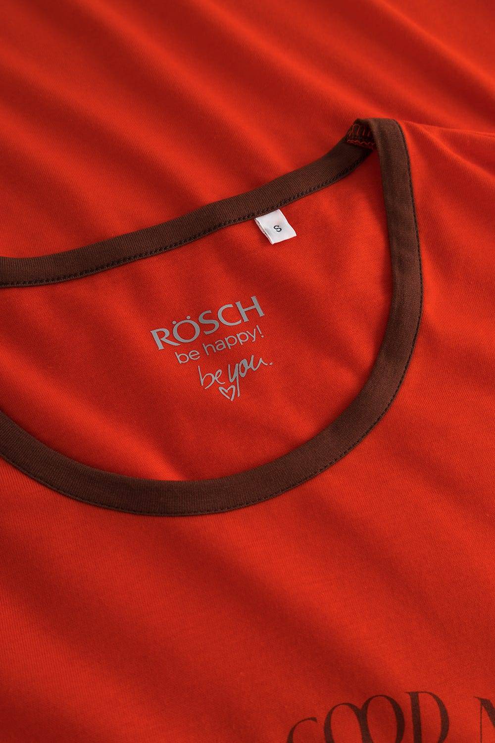 Rösch Nachthemd Mit Schriftzug Rot Braun 100% Baumwolle