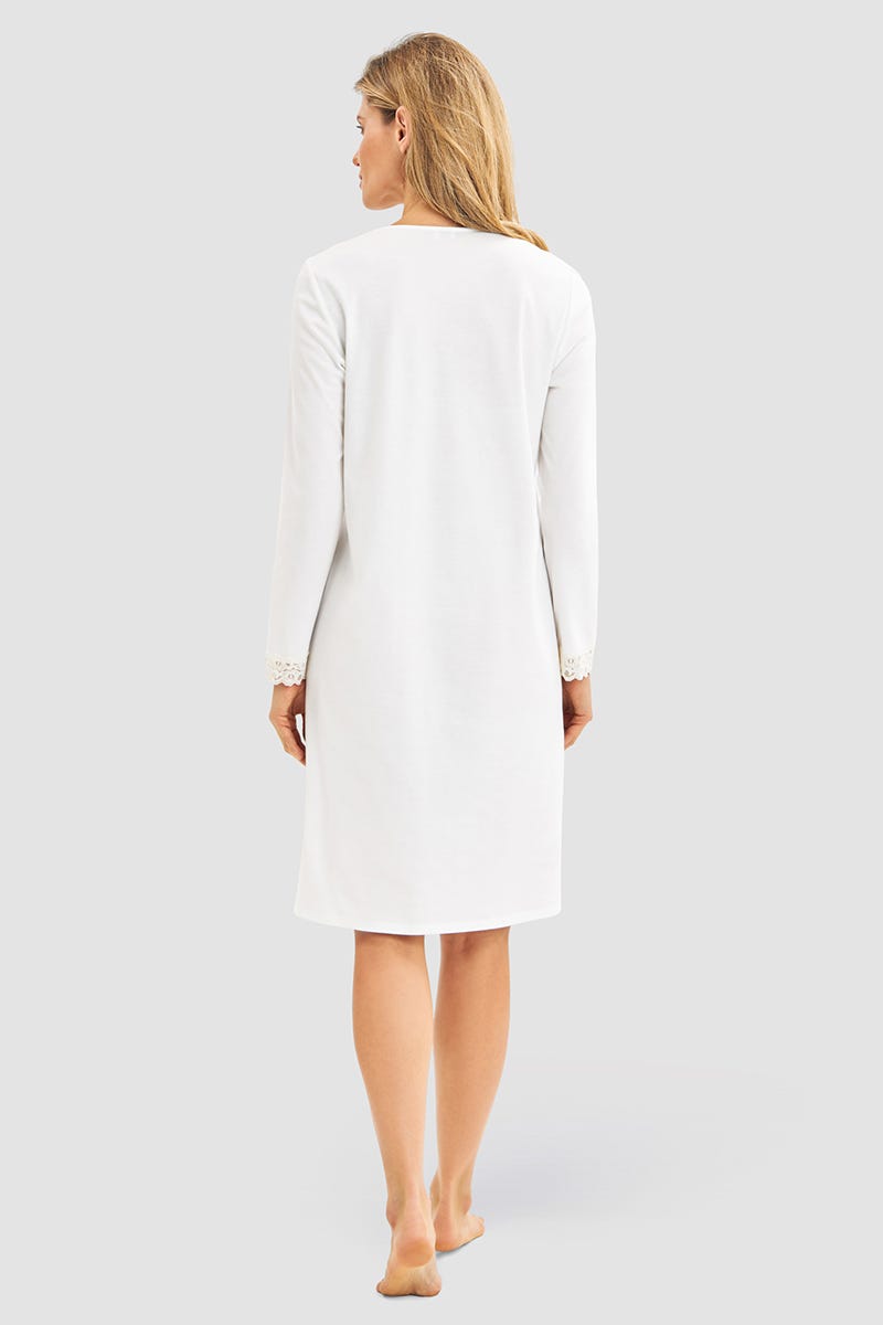 Rösch Nachthemd Mit Spitzendetails Cremefarben 100% Baumwolle