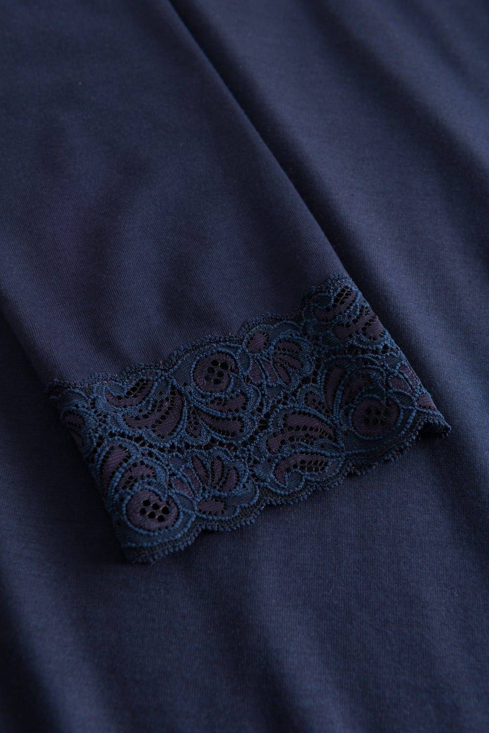 Rösch Nachthemd Mit Spitzendetails Dunkelblau Baumwolle/Modal