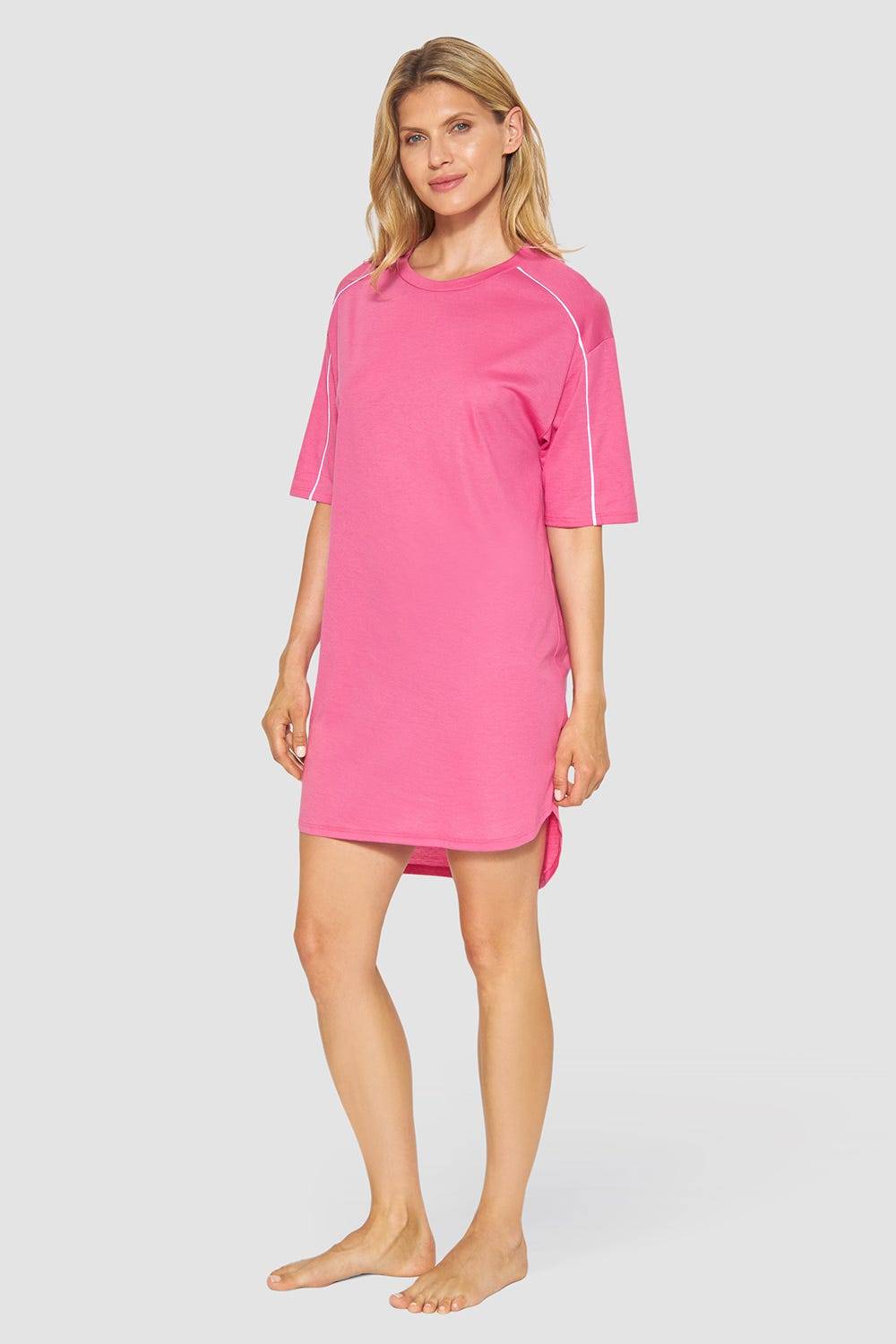 Rösch Nachthemd Mit Sportiven Paspeln Baumwolle/Modal