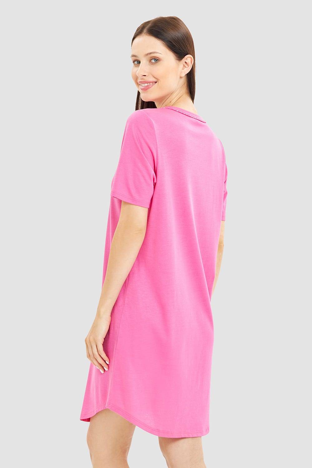 Rösch Nachthemd Mit Statement-Print Pink Baumwolle/Modal