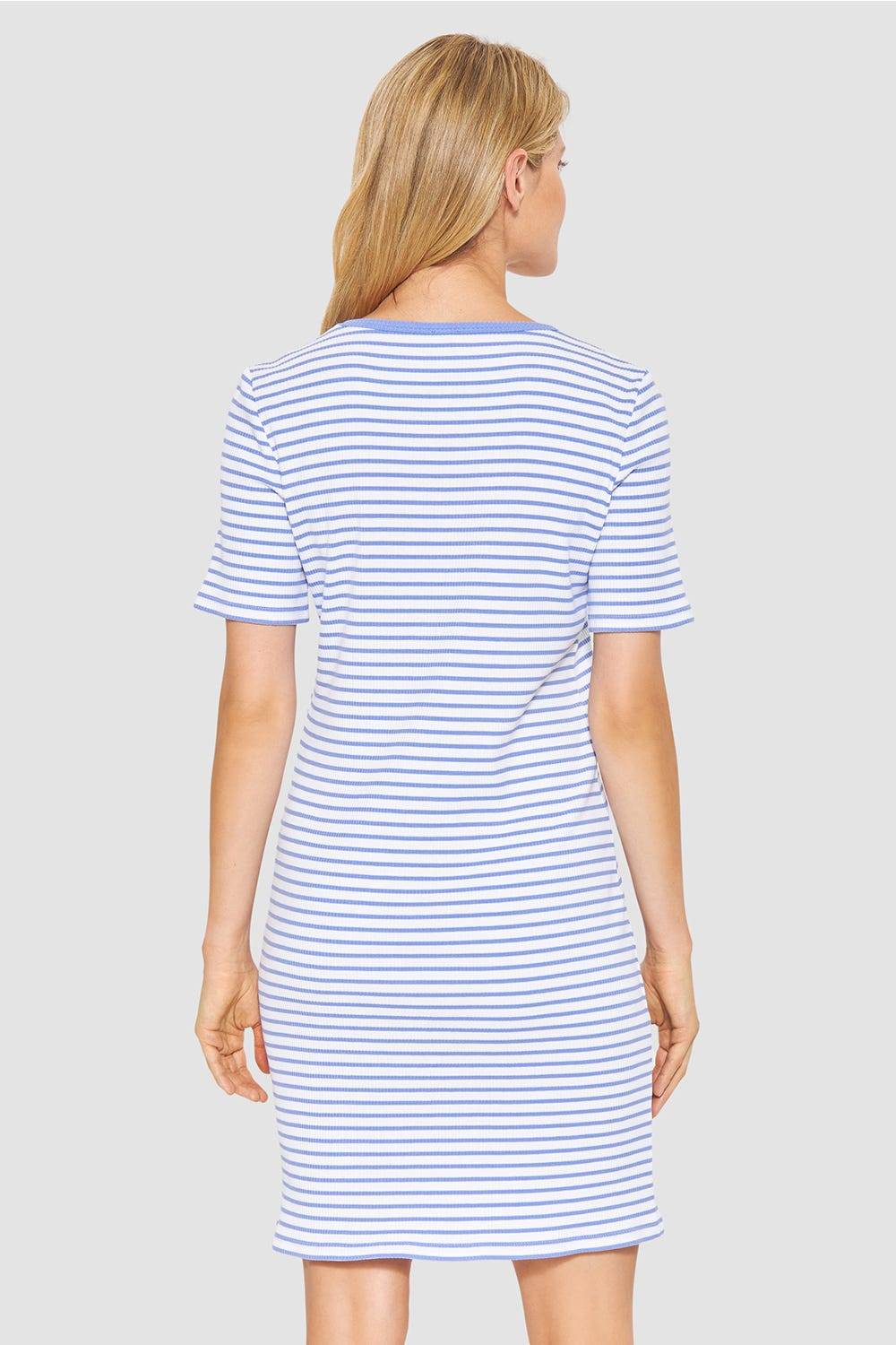 Rösch Nachthemd Mit Streifendruck Blau-Weiß Feinrippe