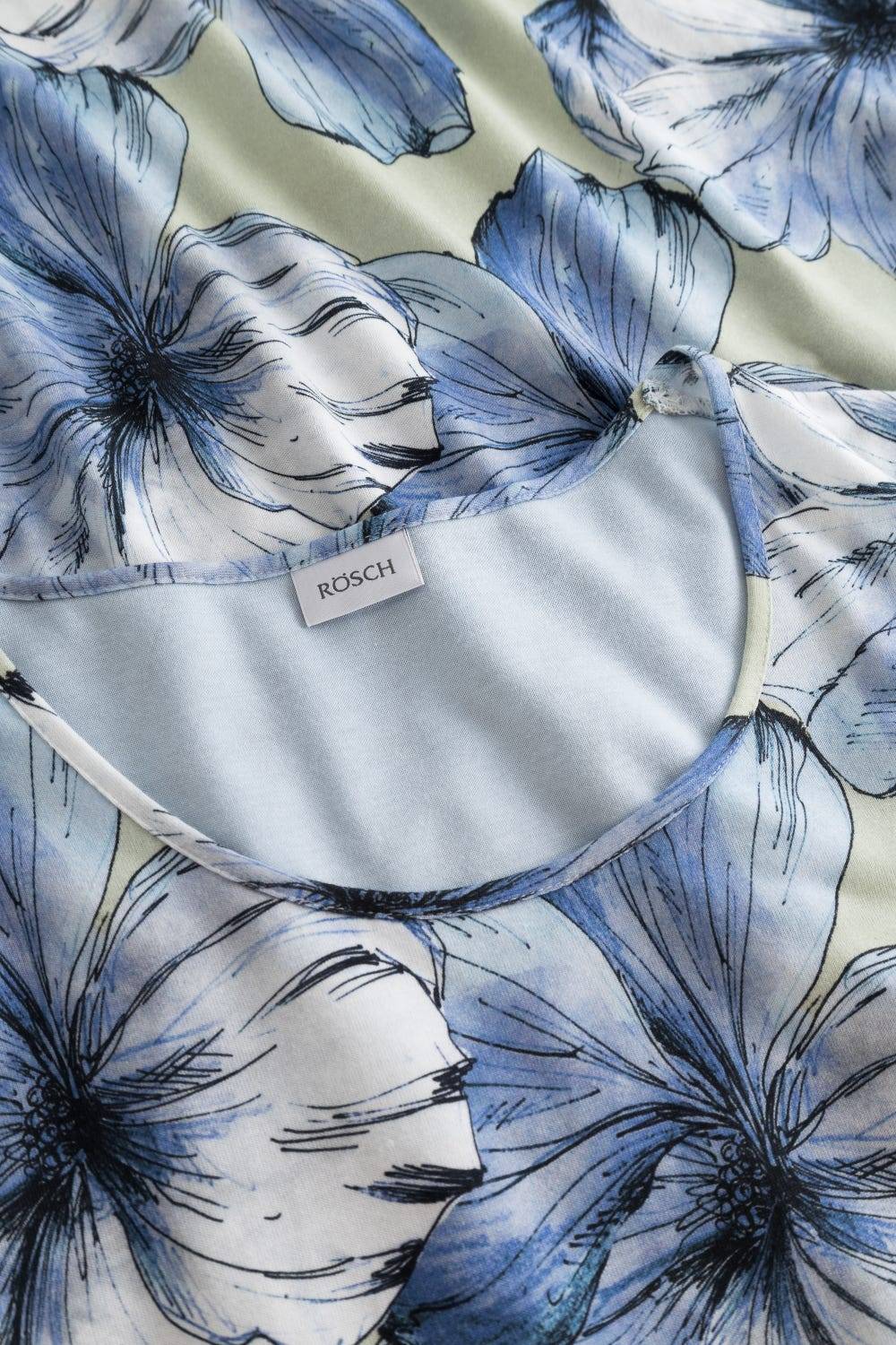 Rösch Nachthemd Mit Stufenlook Hellblau 100% Baumwolle