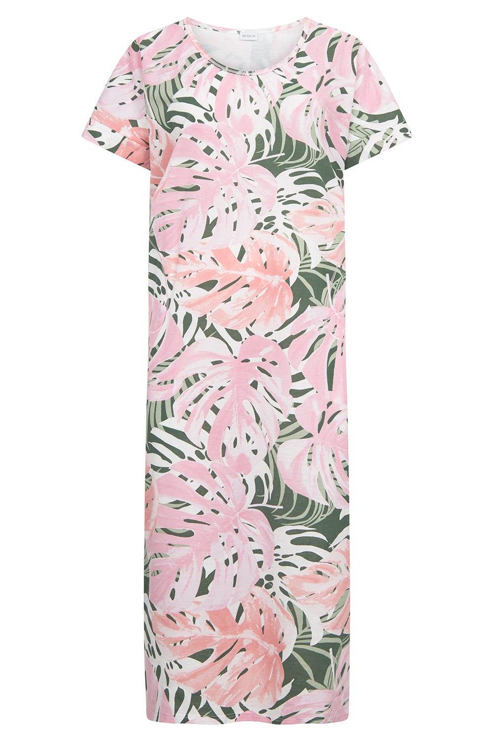 Rösch Nachtkleid Im Blätterdruck Exotisch Maxi-Länge 100% Baumwolle