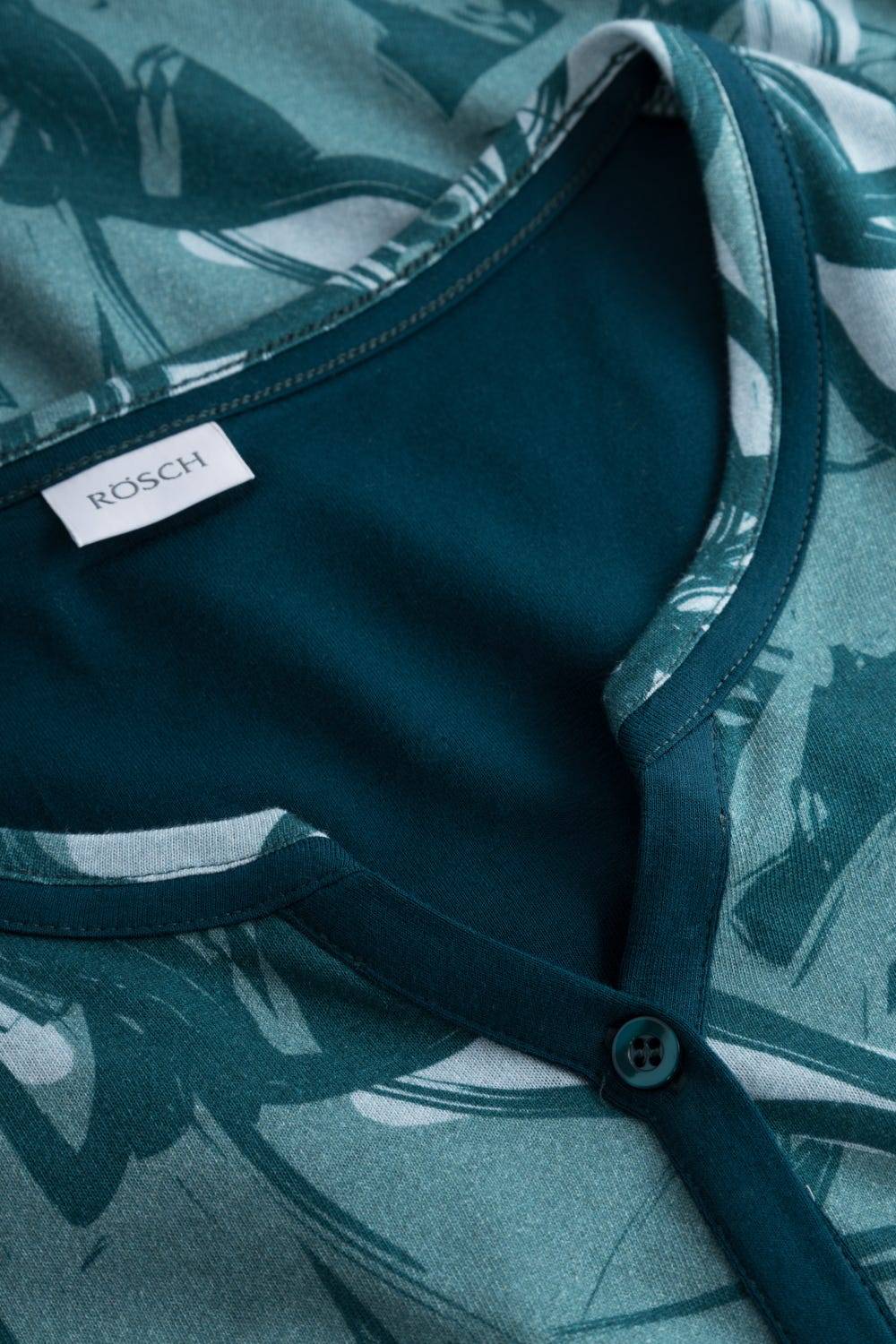 Rösch Nachtkleid Im Blumenmuster Petrol 100% Baumwolle