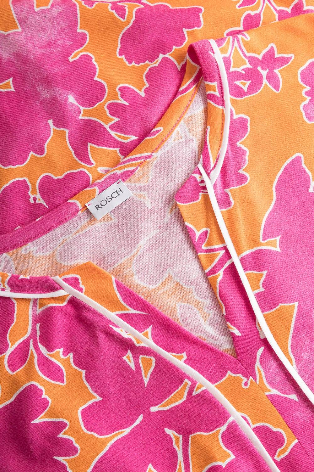 Rösch Nachtkleid Im Floralen Druck Orange-Pink Tunika-Style Maxi-Länge Baumwolle/Modal