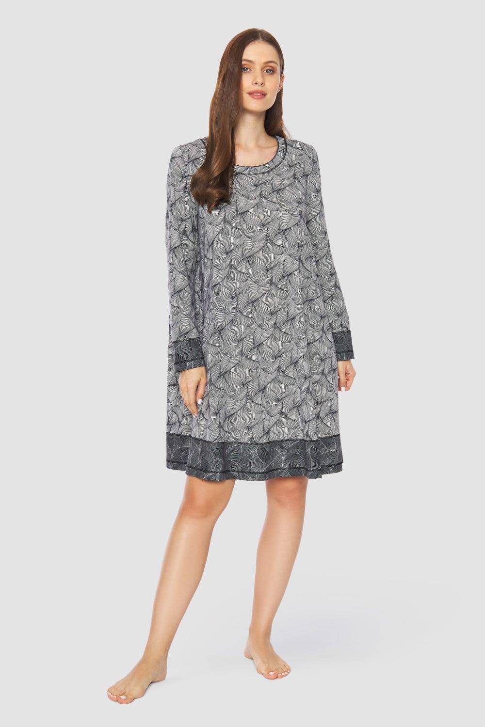 Rösch Nachtkleid im Mustermix A-Linie Baumwolle/Modal Große Größen bis 54