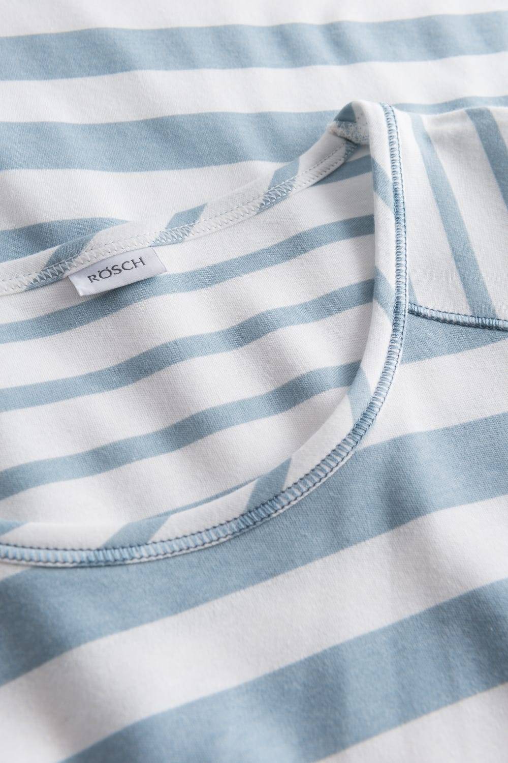 Rösch Nachtkleid Im Ringel-Mustermix Angerauht Hellblau 100% Baumwolle