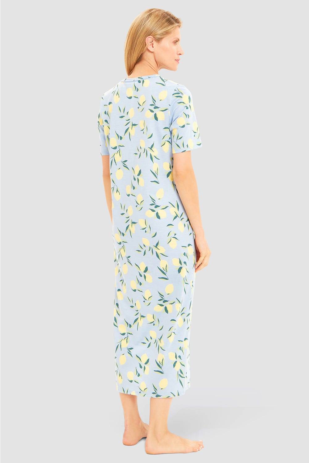 Rösch Nachtkleid Im Zitronendruck Maxilänge Sommerlich 100% Baumwolle