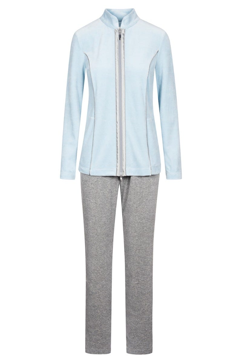 Rösch Nicki-Hausanzug Lang Figurschmeichler Reißverschluss Baumwolle/Polyester