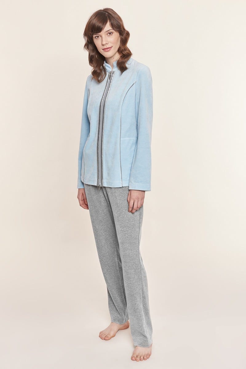 Rösch Nicki-Hausanzug Lang Figurschmeichler Reißverschluss Baumwolle/Polyester