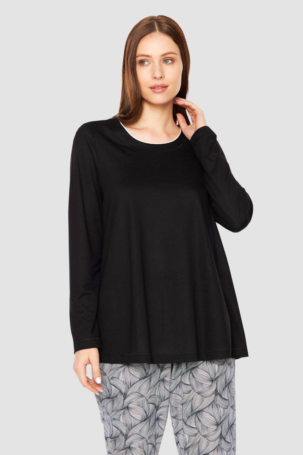 Rösch Oberteil in A-Linie mit Kontrastpaspel Baumwolle/Modal Große Größen bis 54