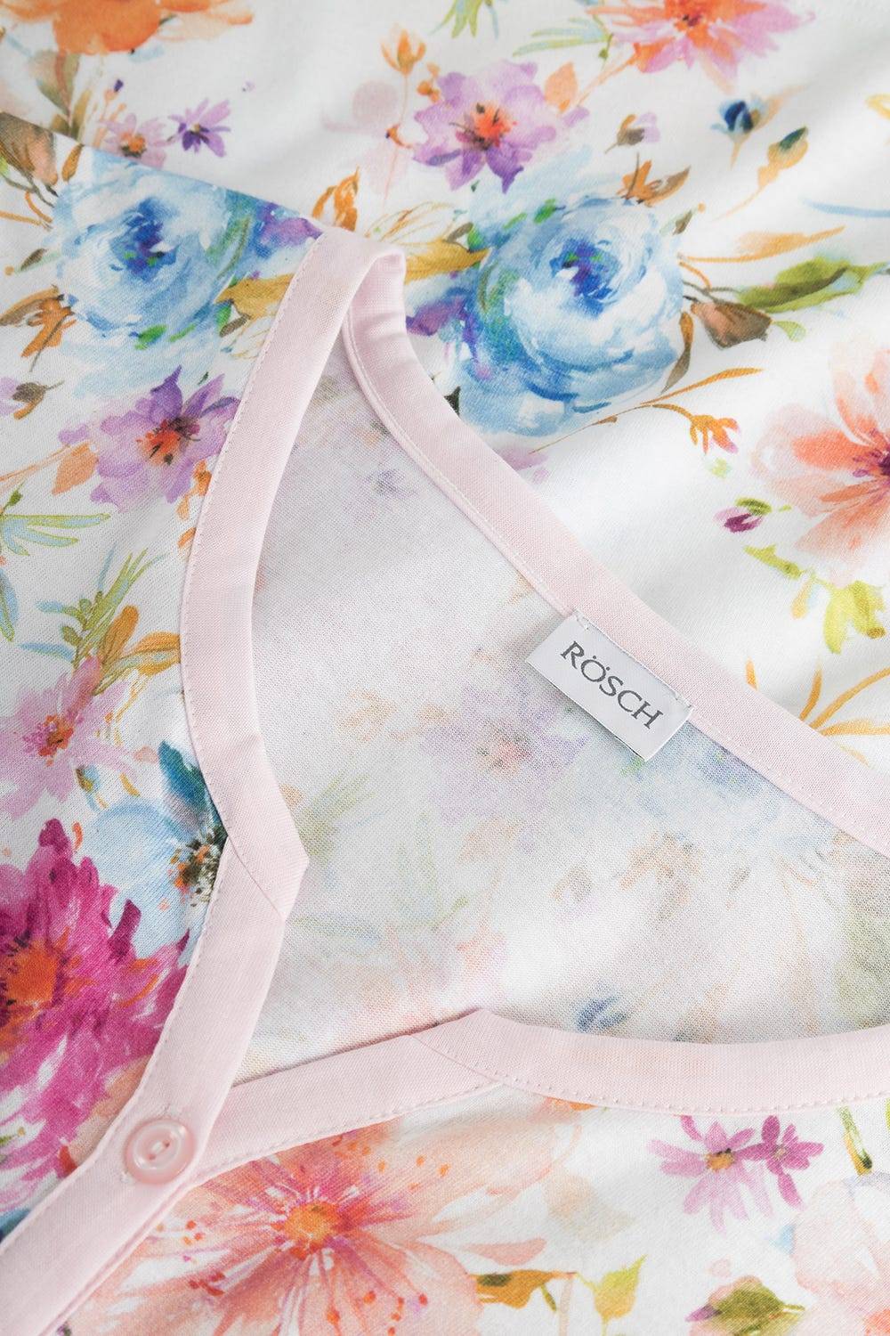 Rösch Pyjama Im Blütendruck Rosa Romantisch 100% Baumwolle