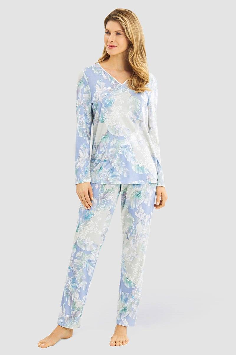 Rösch Pyjama im Federdruck Art-Style Baumwolle/Modal