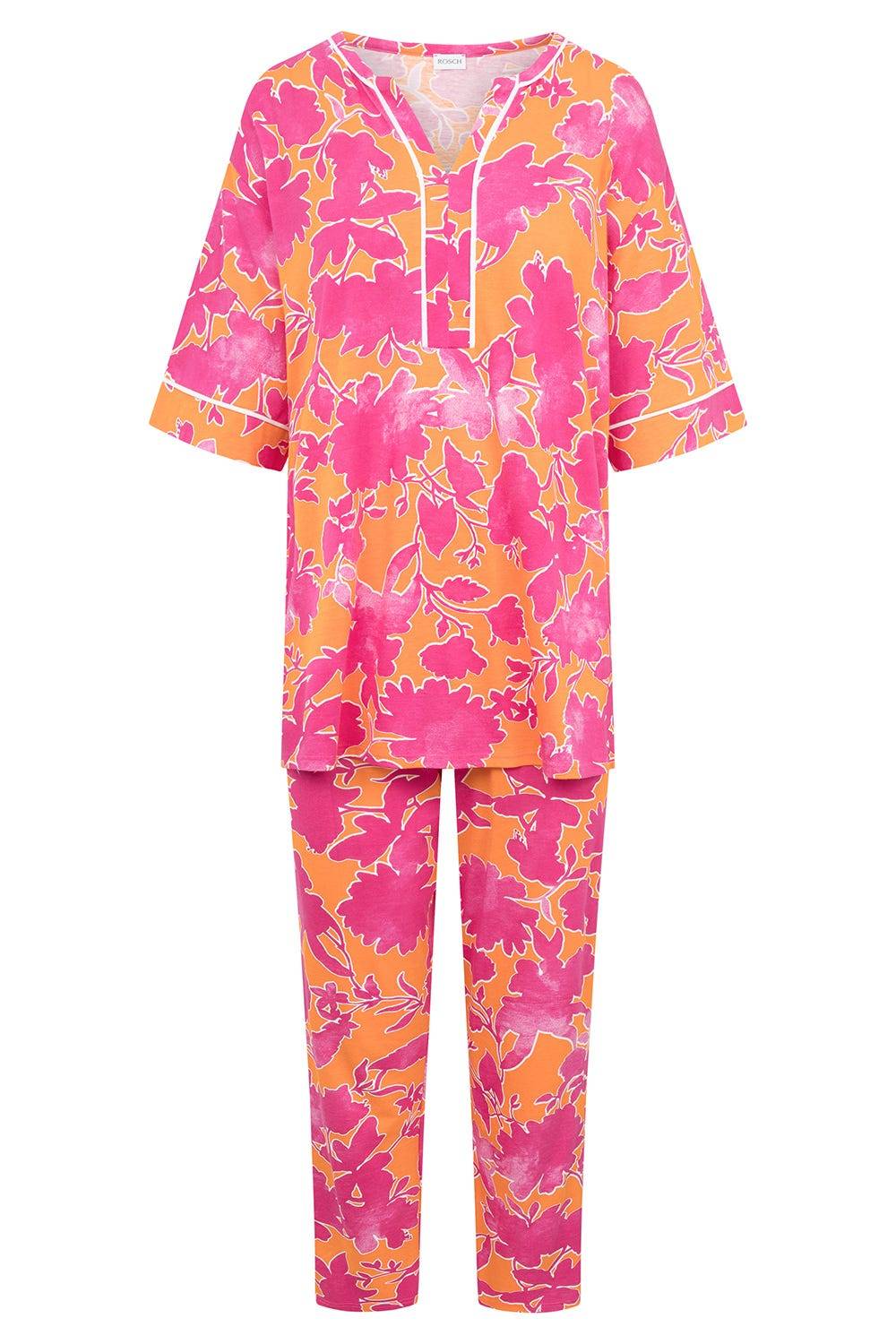 Rösch Pyjama Im Floralen Druck Orange-Pink Tunika-Style Baumwolle/Modal