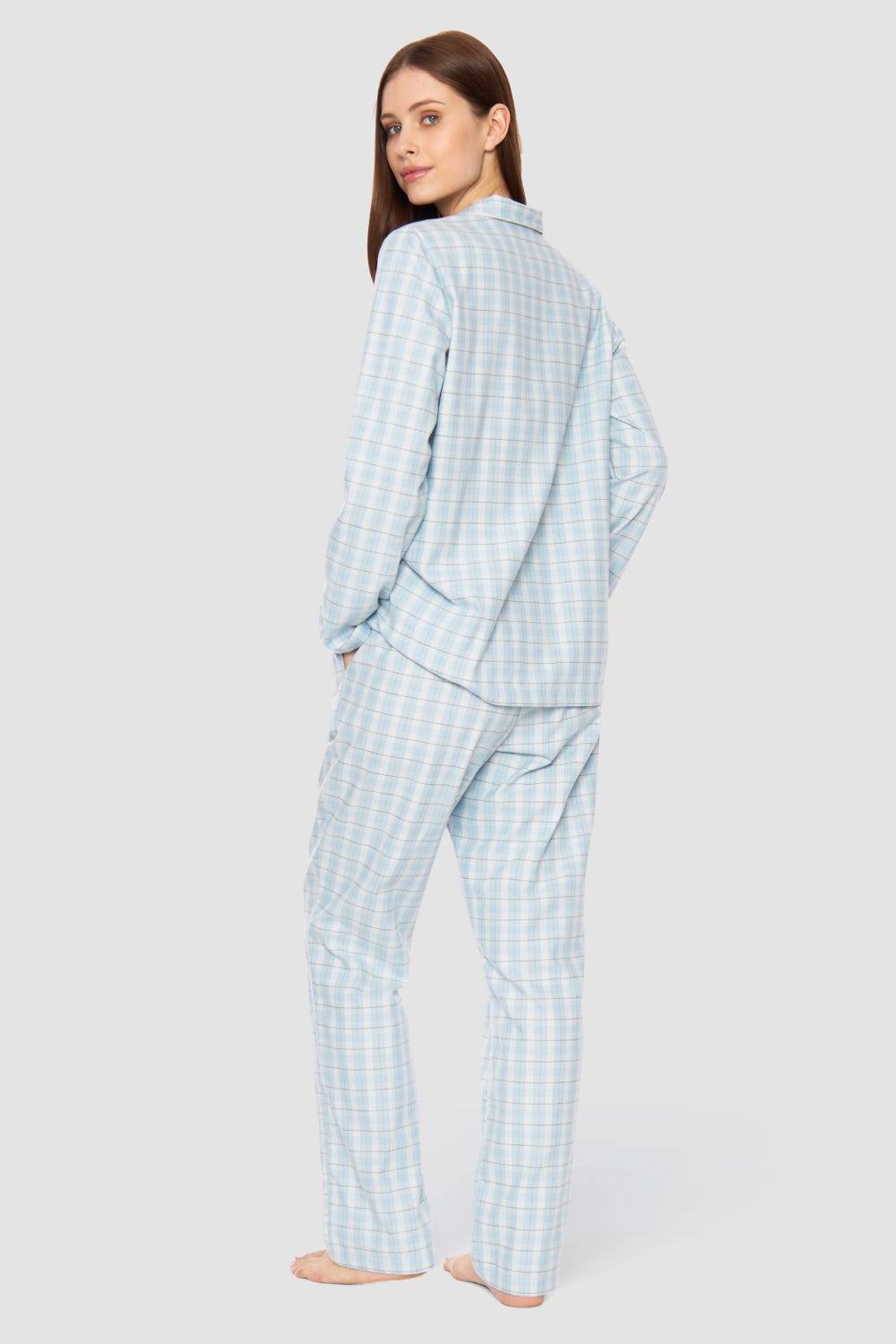 Rösch Pyjama Im Herrenhemdstil Flanell 100% Baumwolle