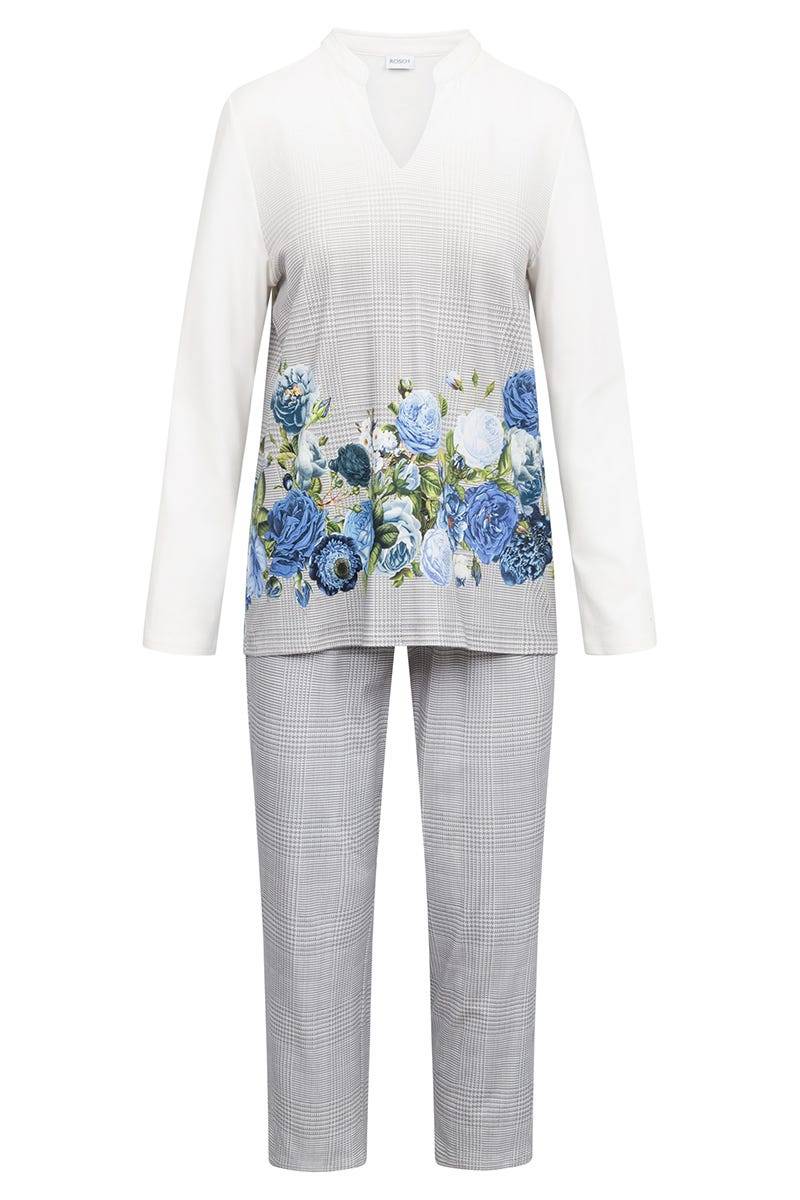 Rösch Pyjama Im Karo-Druck Mit Blumen 100% Baumwolle
