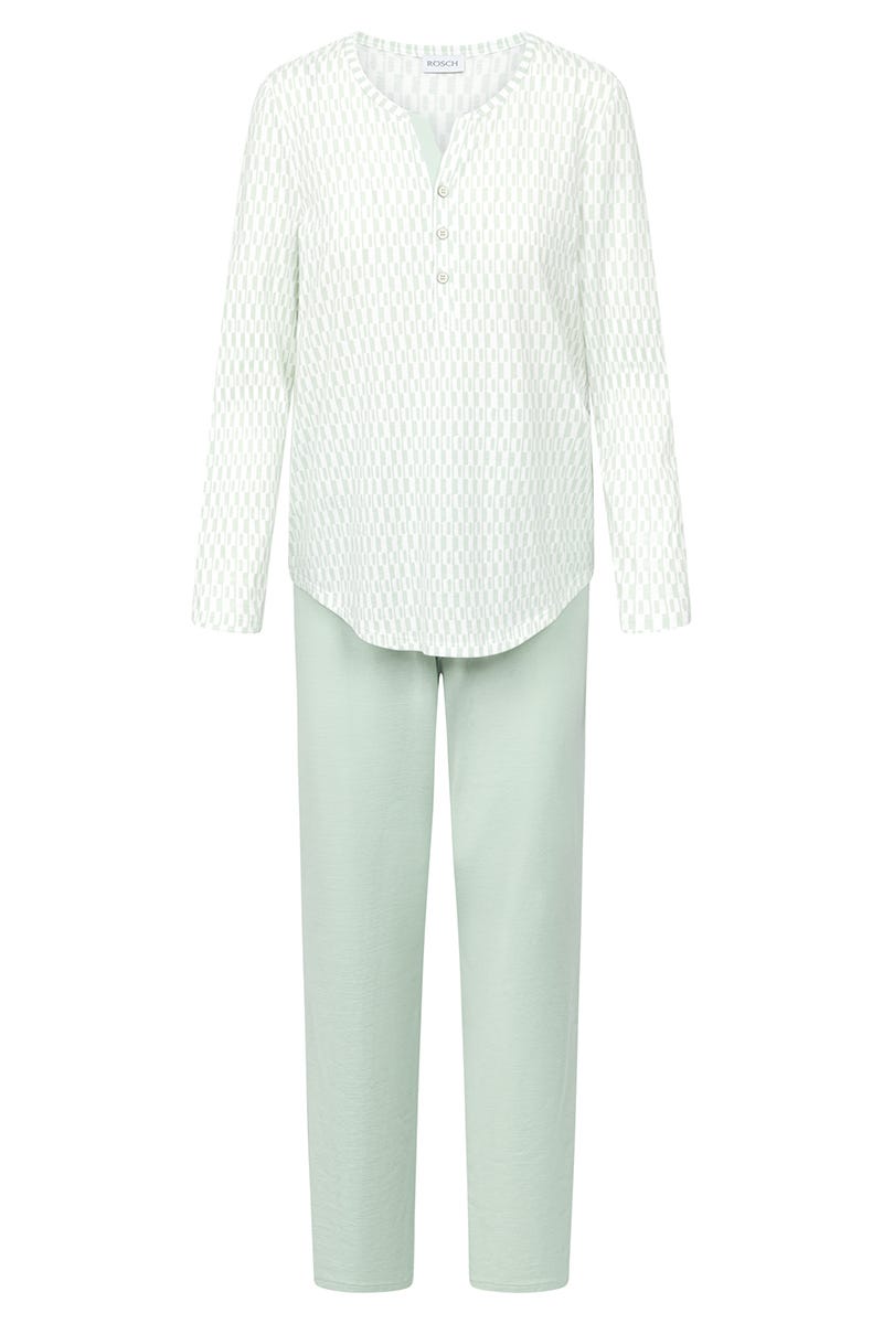 Rösch Pyjama Im Minimalistischen Grafikdruck Mintgrün 100% Baumwolle
