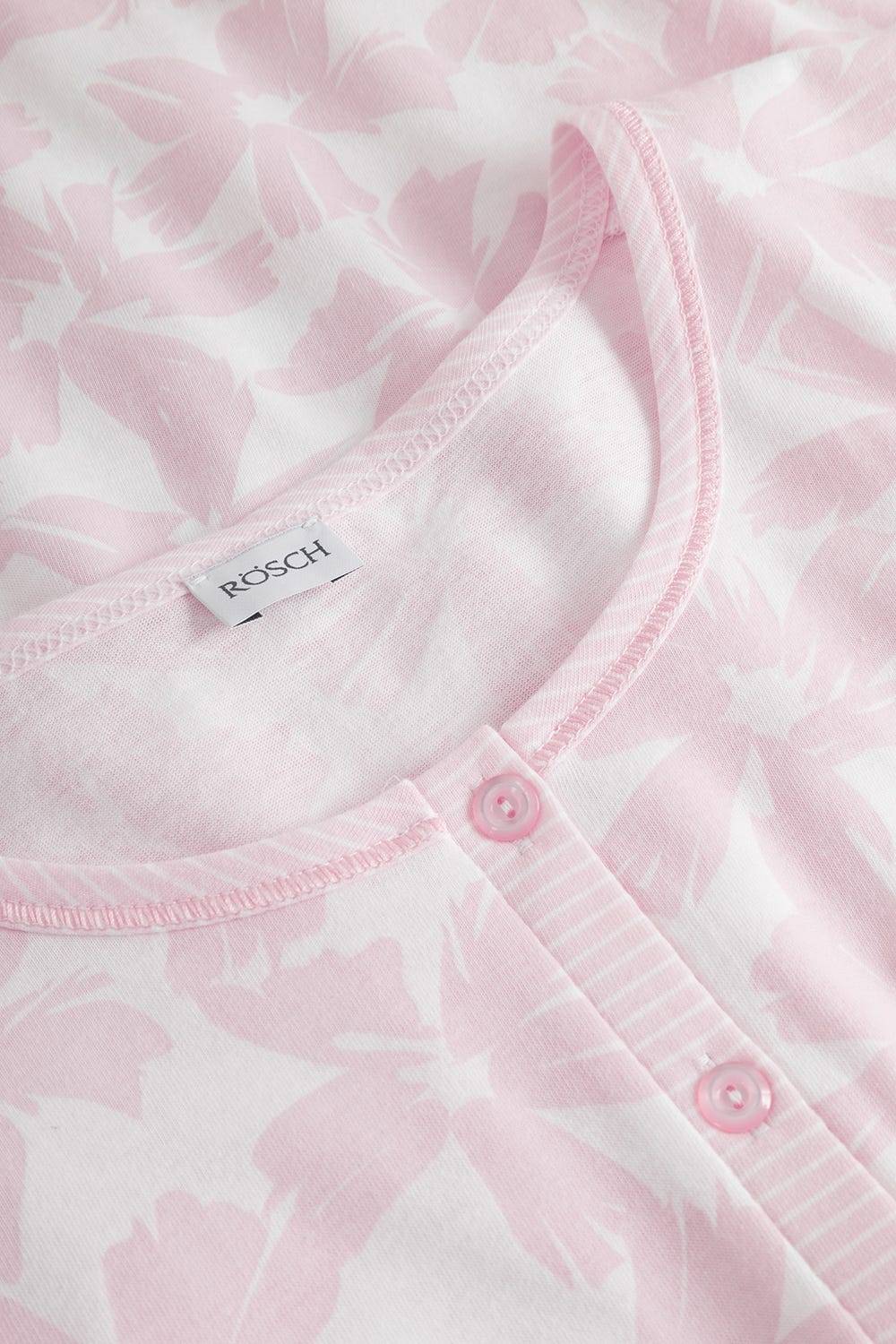 Rösch Pyjama Im Muster-Mix Blumen Streifen Rosa 100% Baumwolle