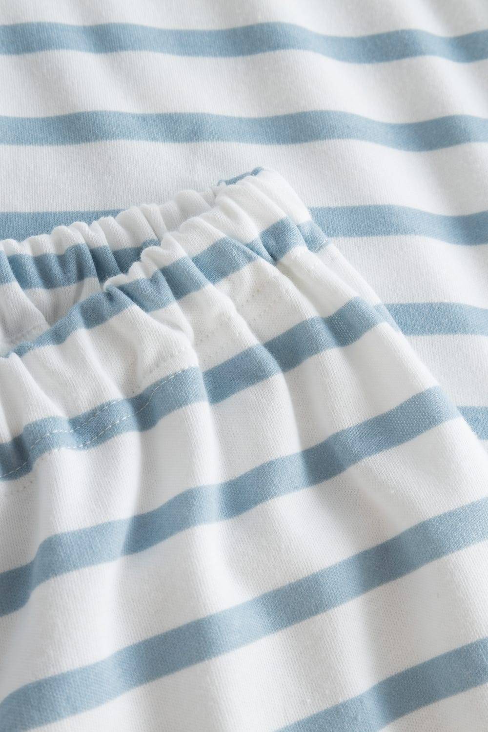 Rösch Pyjama Im Ringel-Mustermix Angerauht Hellblau 100% Baumwolle