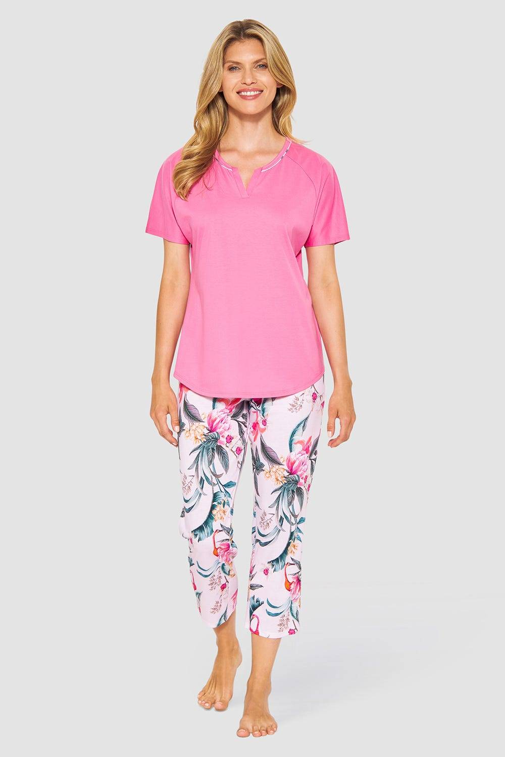 Rösch Pyjama im sommerlichen Blumendruck exotisch Baumwolle/Modal