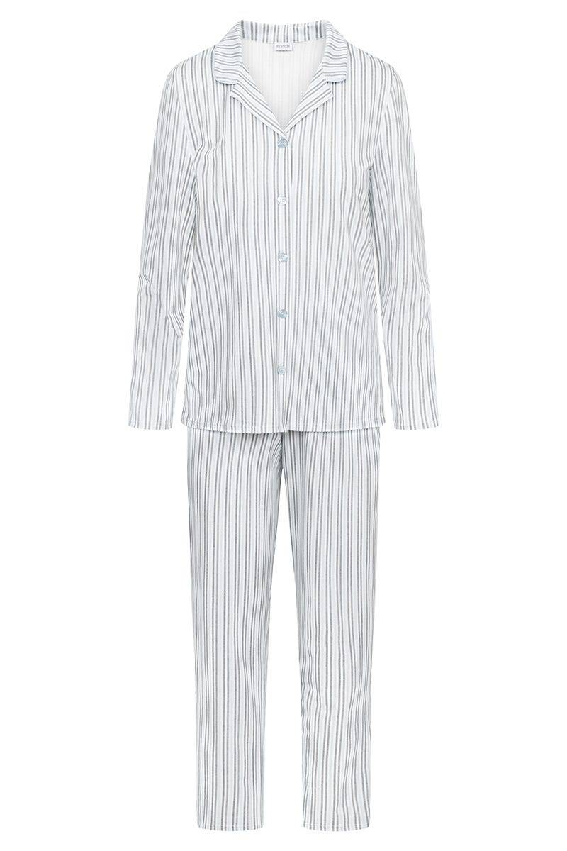 Rösch Pyjama Im Streifendruck Herrenhemd-Stil 100% Baumwolle