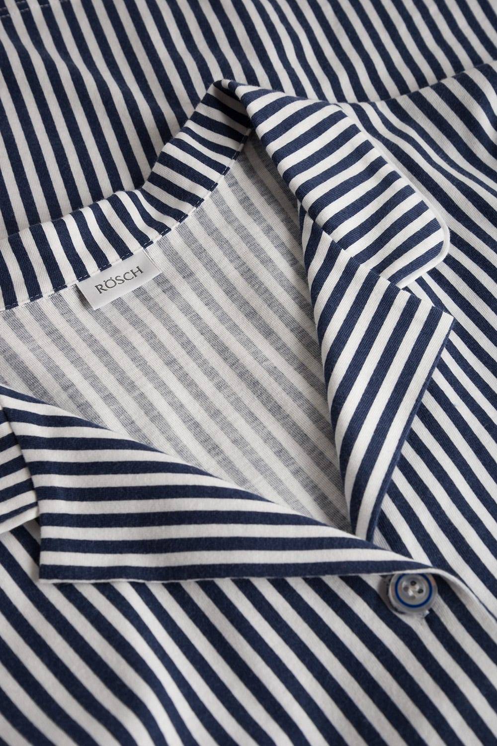 Rösch Pyjama Im Streifendruck Herrenhemd-Stil Bermuda Knopfleiste 100% Baumwolle