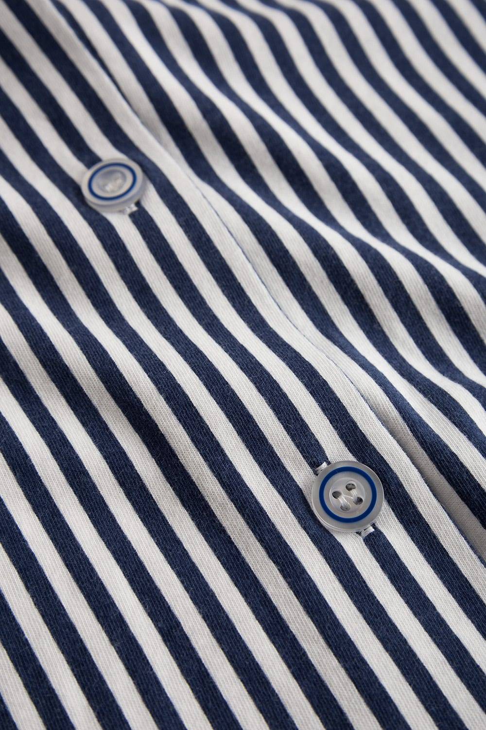 Rösch Pyjama Im Streifendruck Herrenhemd-Stil Bermuda Knopfleiste 100% Baumwolle