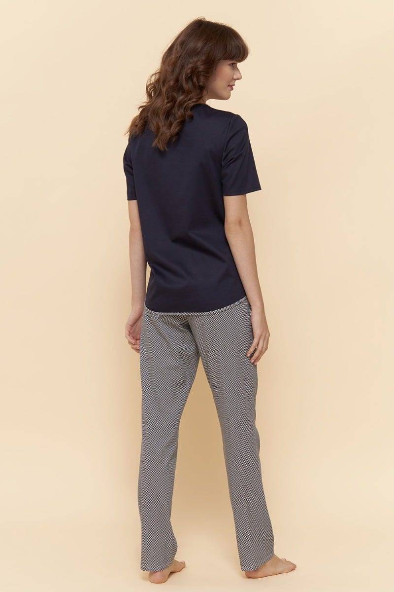 Rösch Pyjama Kurzarm Mit Punktedruck Dezent Pastellfarben 100% Baumwolle